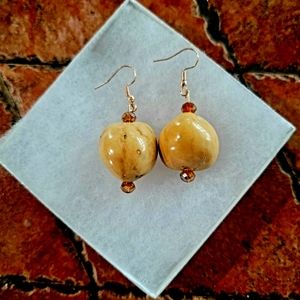 CRYSTAL BEAD HAWAIIAN  NIPOLI POLISHED BEAD FRENCH HOOK HYPERALLERGENIC EARRINGS